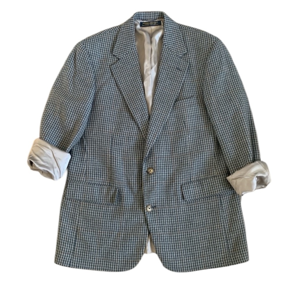 Brooks Brothers Classic Brown Houndstooth Blazer Jacket Size 42 - Picture 2 of 10